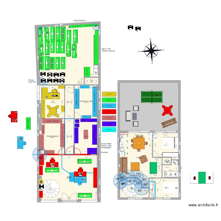 Local et Appart 2 chambres baby foot 2. Plan de 18 pièces et 267 m2