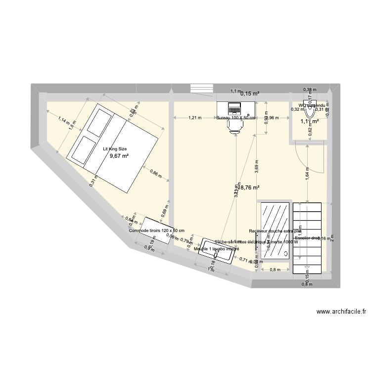 Séchoire étage. Plan de 5 pièces et 30 m2