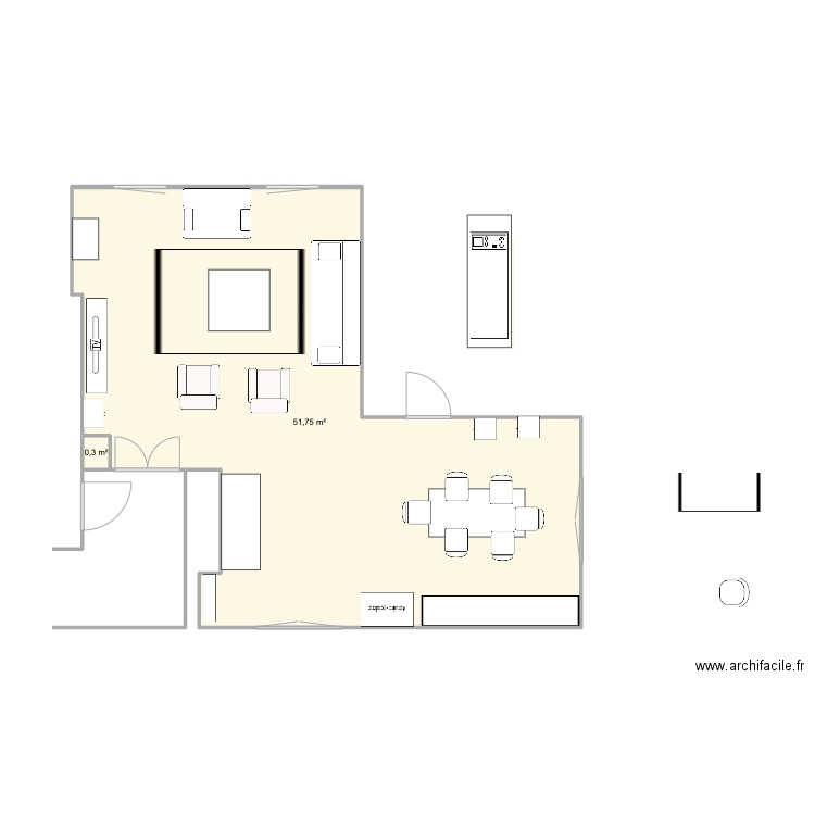 plan salon lgc. Plan de 2 pièces et 52 m2