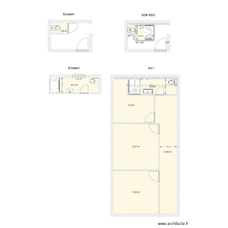 DAOULAS. Plan de 9 pièces et 59 m2