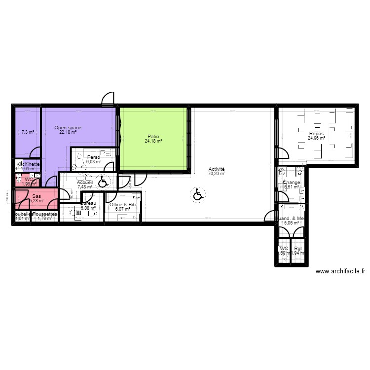 B94KB23D projet V3 ArL. Plan de 18 pièces et 201 m2