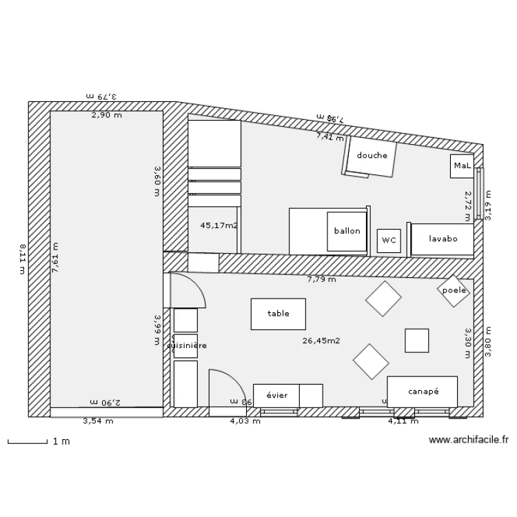 RDC am&eacute;nag&eacute;. Plan de 