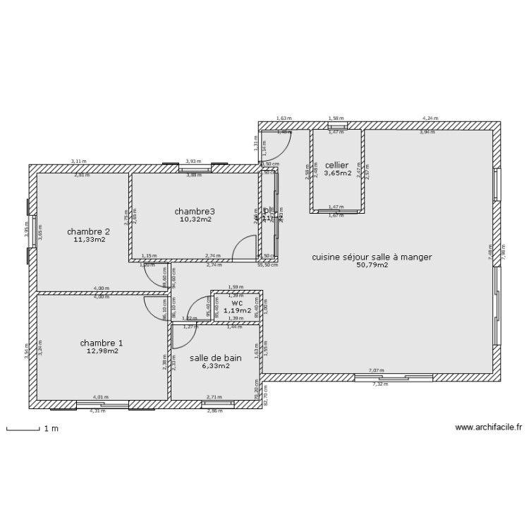 plain pied. Plan de 0 pièce et 0 m2