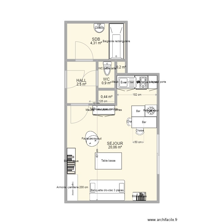 Studio CHAPITRE. Plan de 6 pièces et 28 m2