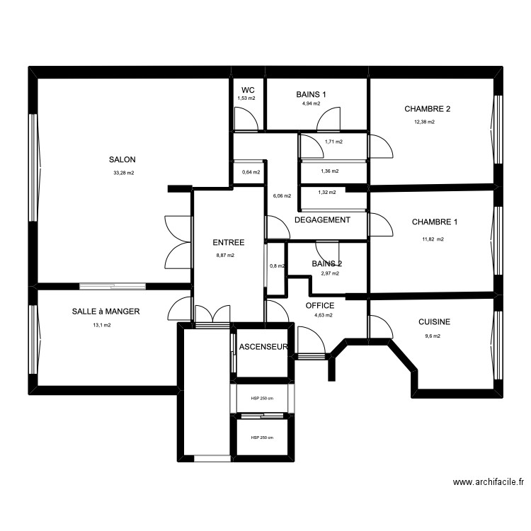 PLAN existant 22 BV. Jean Mermoz 92200 NEULLY-SUR-SEINE. Plan de 0 pièce et 0 m2