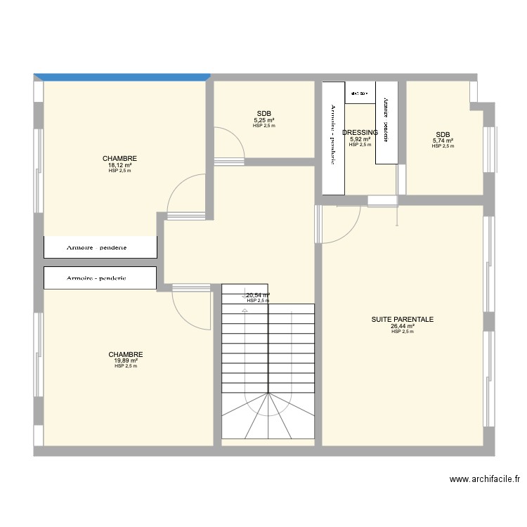 1er étage MODIF. Plan de 7 pièces et 102 m2