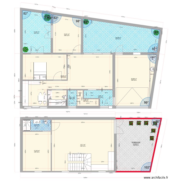 auray RDC et R+1 le 26-06-23 A. Plan de 12 pièces et 204 m2