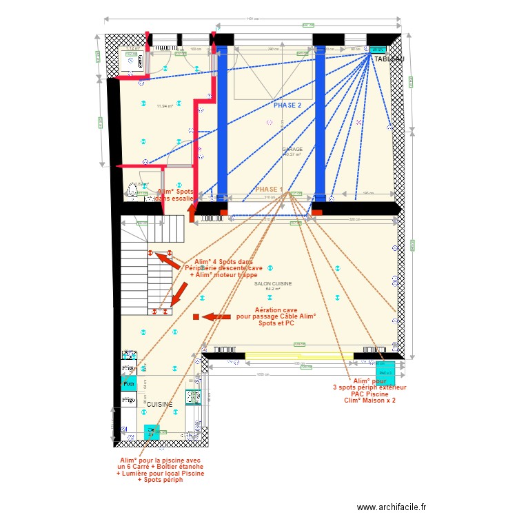 RDC Réservation Béton Electricien. Plan de 0 pièce et 0 m2