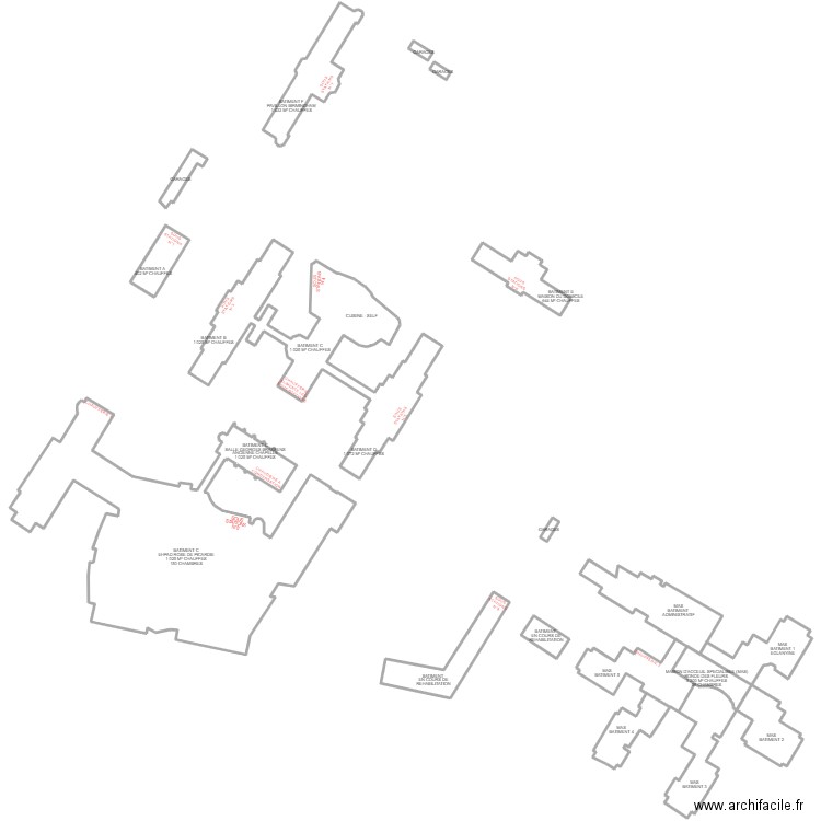 CENTRE HOSPITALIER D'ALBERT 80. Plan de 12 pièces et 4458 m2