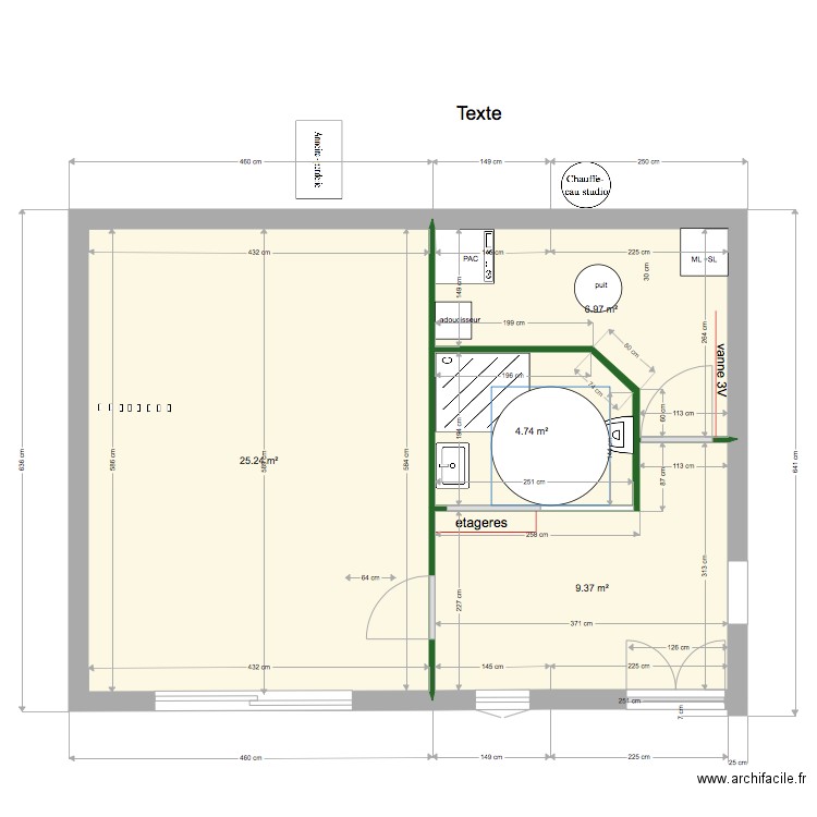 rdc wc sdb studio 04 fevrier. Plan de 0 pièce et 0 m2