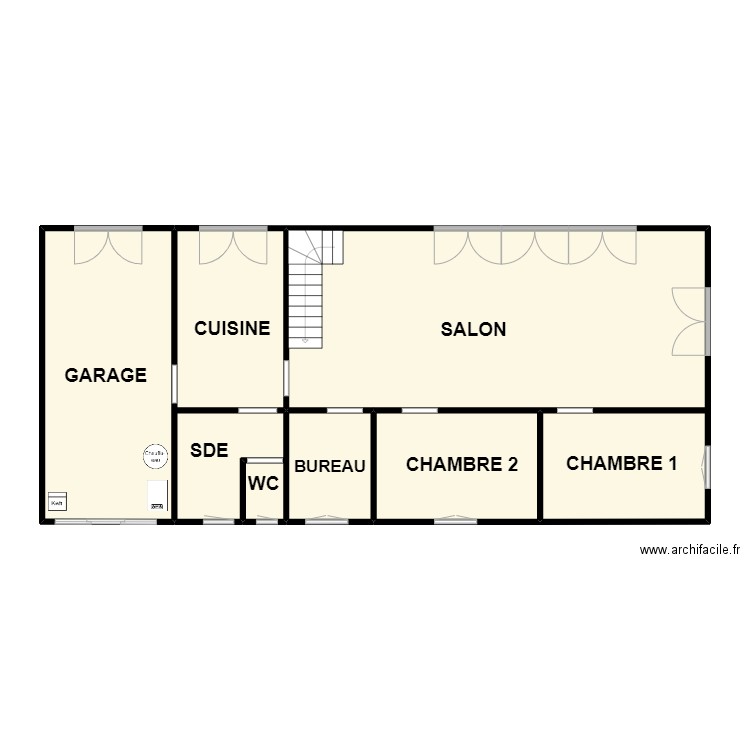 MATHIEU RDC. Plan de 5 pièces et 105 m2