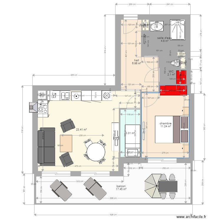 appartement montille 6 bis. Plan de 11 pièces et 70 m2