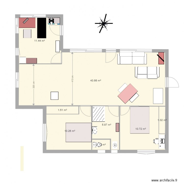 1 chambre 95m . Plan de 0 pièce et 0 m2