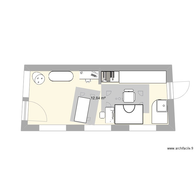 Atelier artisan. Plan de 1 pièce et 13 m2