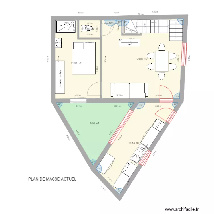 RENANCOURT projection rez de chauss&eacute;e. Plan de 