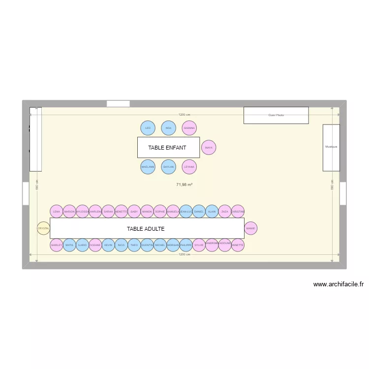 Plan salle des f&ecirc;tes . Plan de 