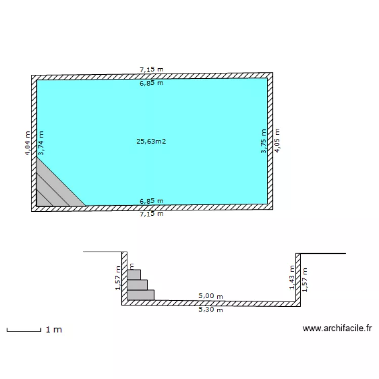 Plan en coupe piscine. Plan de 
