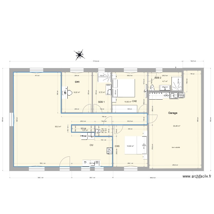 Plan maison Paul Thuillier version 1. Plan de 0 pièce et 0 m2