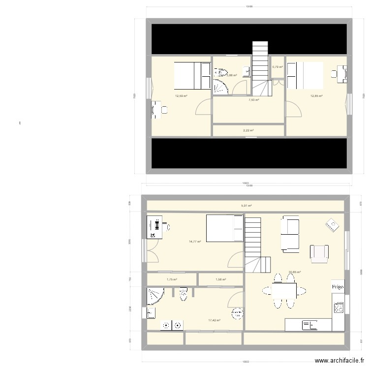maison en A 10m fini. Plan de 0 pièce et 0 m2