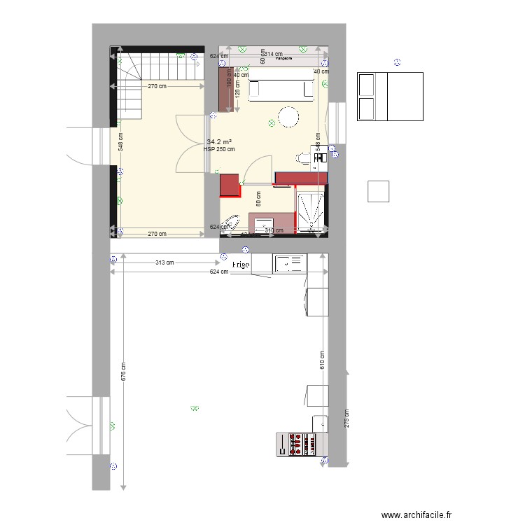 grange existant cotation  prises aménagements sdb. Plan de 0 pièce et 0 m2