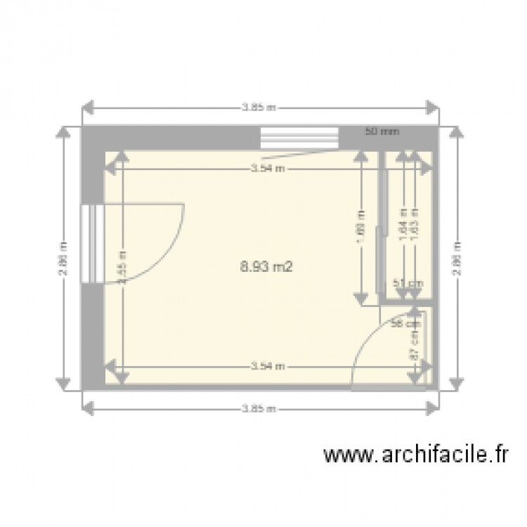 Aubrac . Plan de 1 pièce et 9 m2