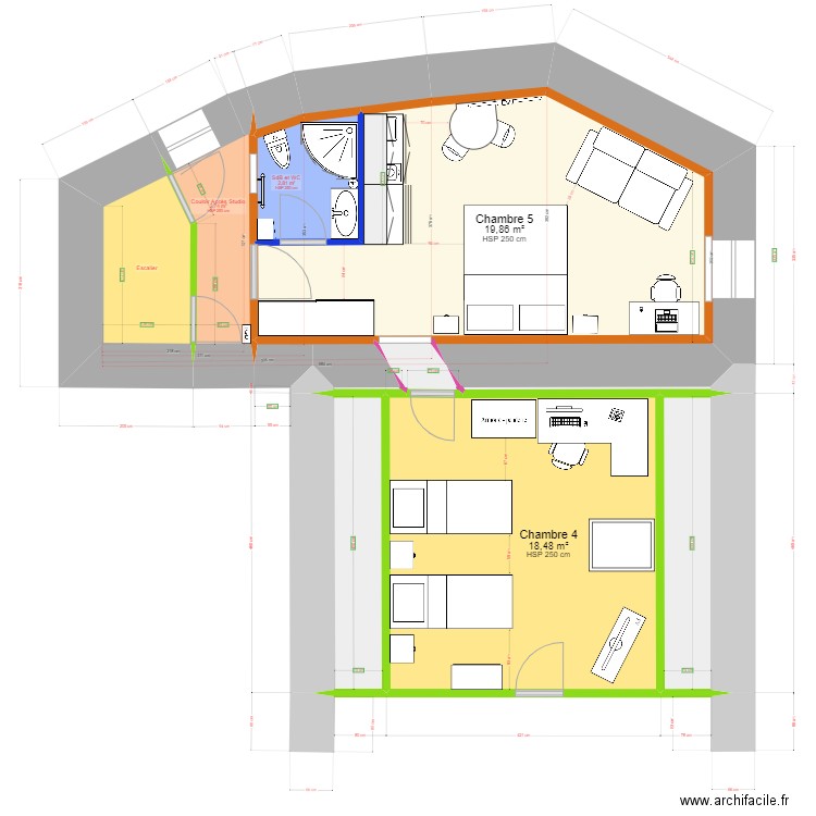 MARSYLTour2°PlanStudioV2. Plan de 12 pièces et 54 m2