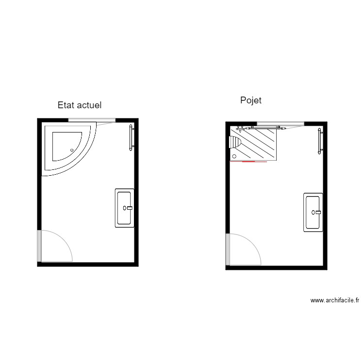 Lebouteux SDB. Plan de 2 pièces et 17 m2