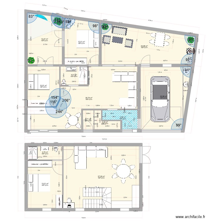 auray RDC et R+1 le 26-05-23 B. Plan de 13 pièces et 180 m2