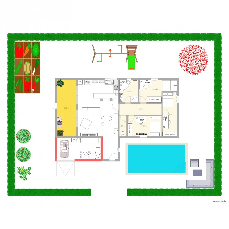 Maison nathan. Plan de 7 pièces et 76 m2