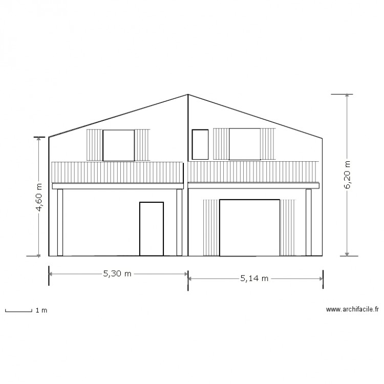  facade ouest projet avec hautvent. Plan de 0 pièce et 0 m2