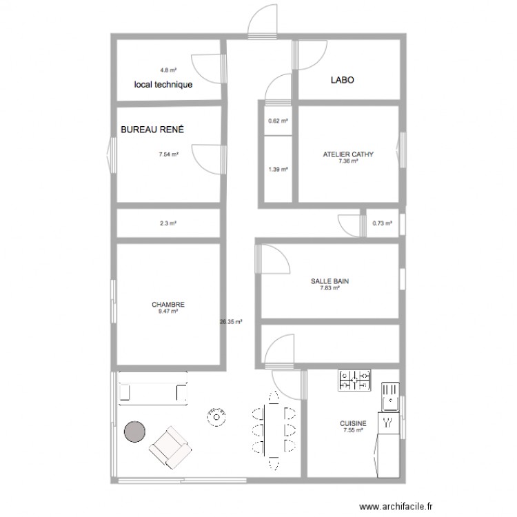 100M2 deux. Plan de 0 pièce et 0 m2