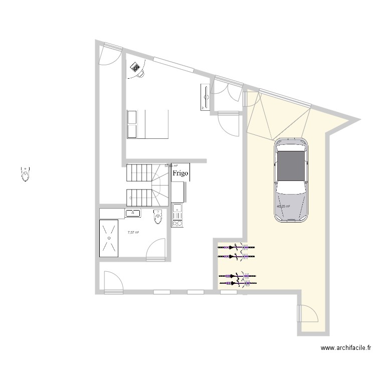 plan2. Plan de 3 pièces et 105 m2