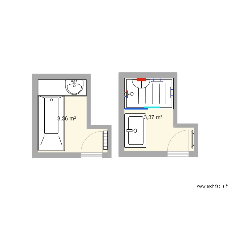 louveton. Plan de 2 pièces et 7 m2