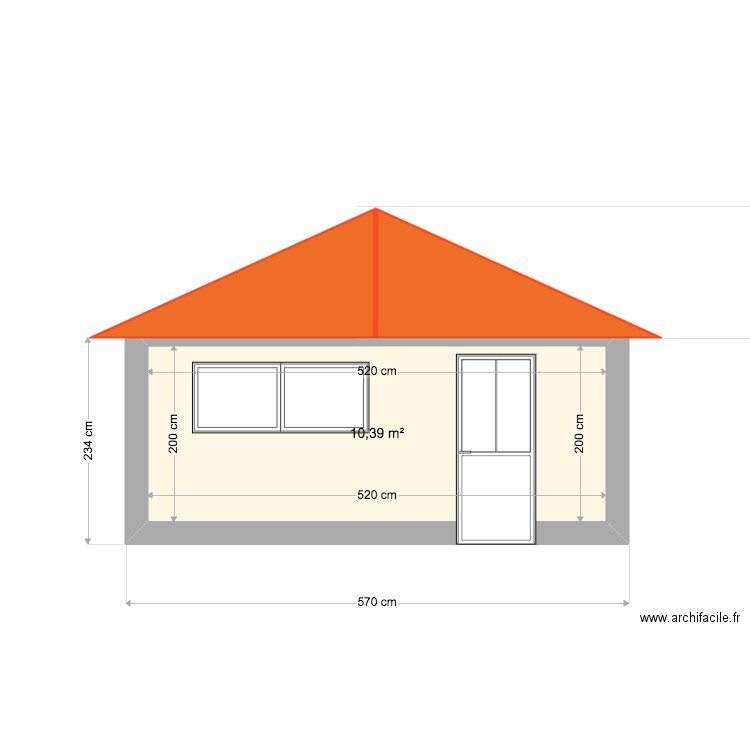 Plan EST. Plan de 1 pièce et 10 m2