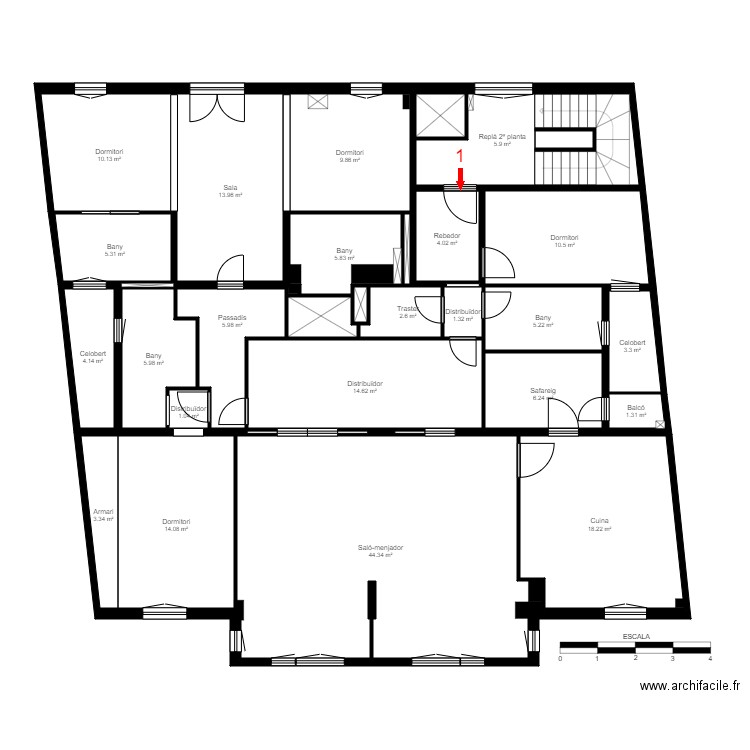 ED. CRISTALL, PLANTA 2. Plan de 30 pièces et 207 m2