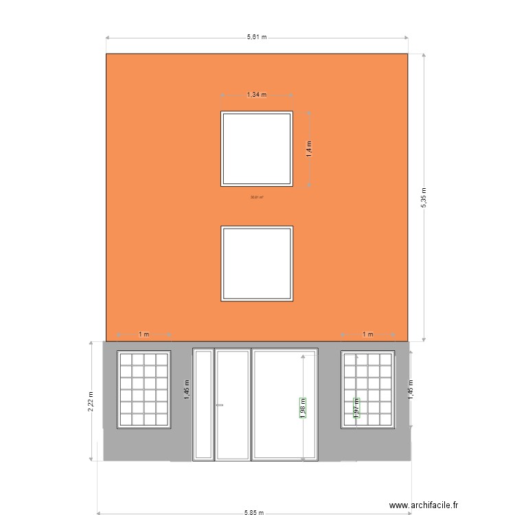 façade. Plan de 0 pièce et 0 m2