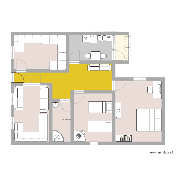 residientiel 22. Plan de 5 pièces et 79 m2