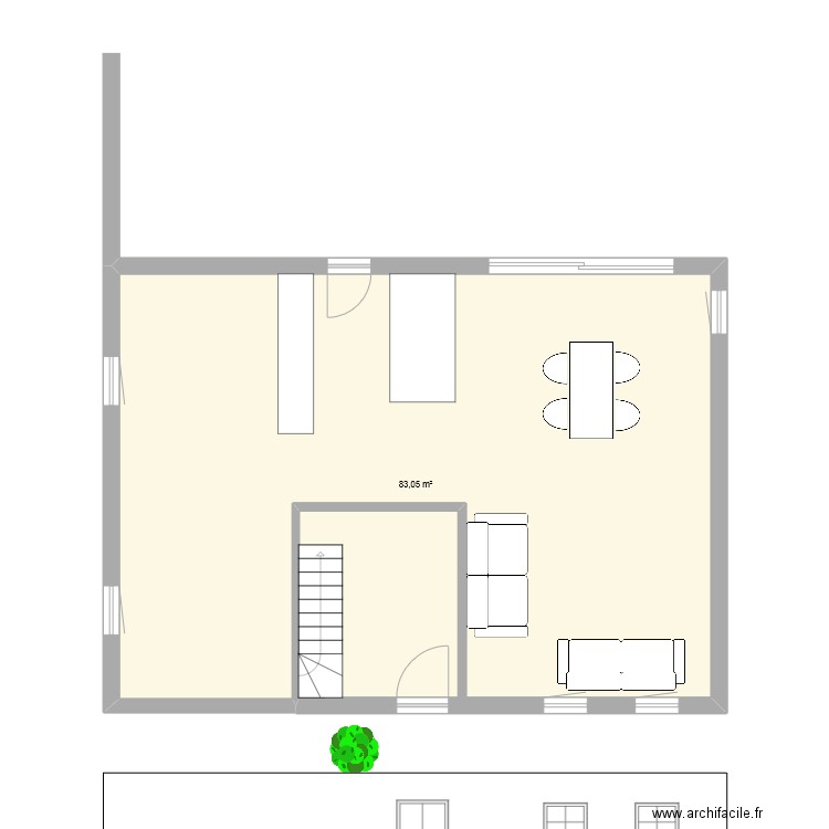 plan 2 jumatt. Plan de 1 pièce et 83 m2