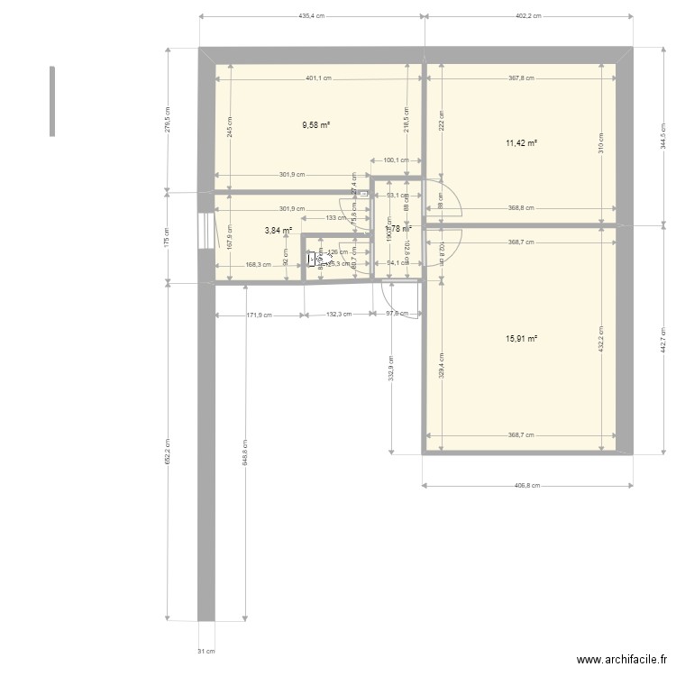 SdB VILLERS 7. Plan de 6 pièces et 44 m2