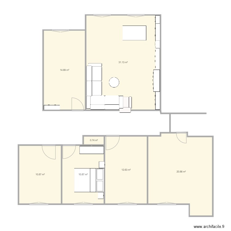 Cuisine et 3 chambres. Plan de 0 pièce et 0 m2