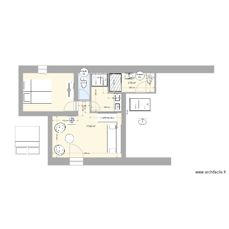 MM Suite projet. Plan de 4 pièces et 31 m2