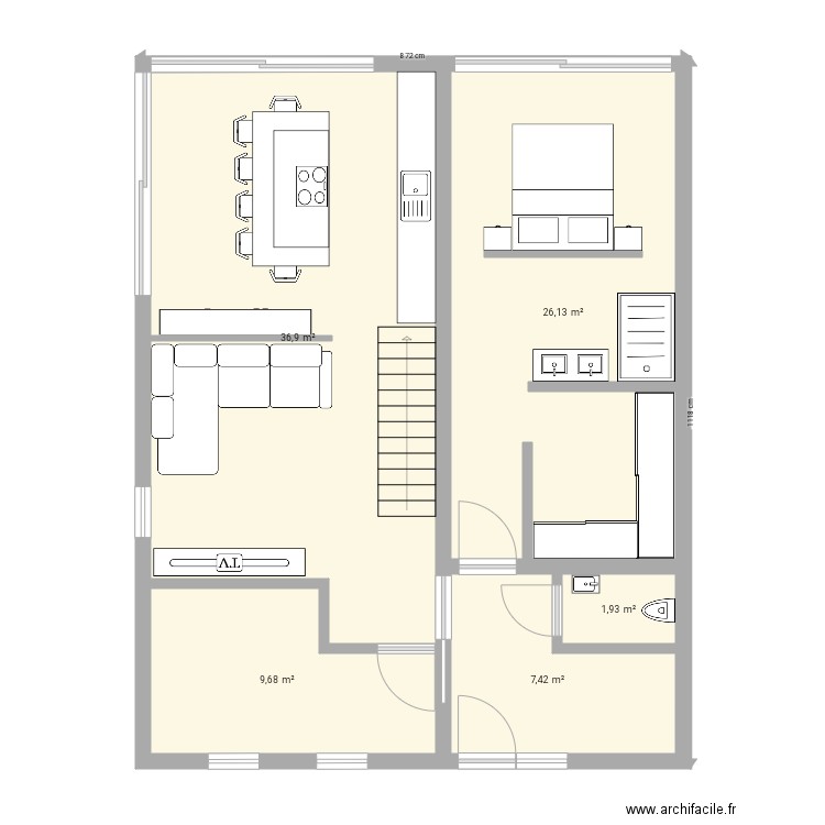 maison mezzanine 1. Plan de 8 pièces et 123 m2