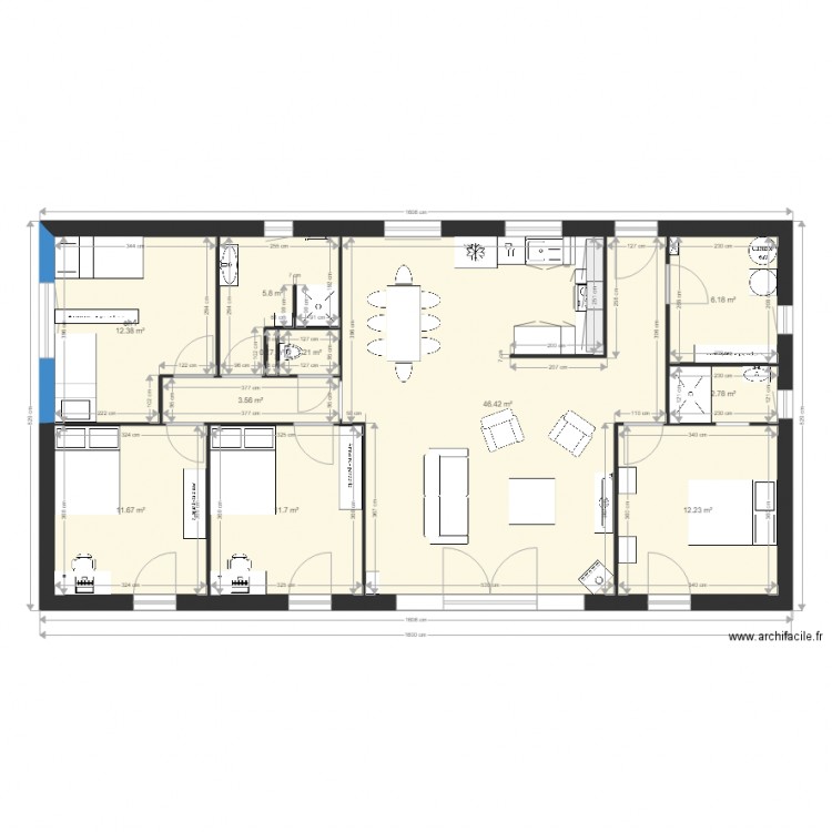 1605x830 avec meuble. Plan de 0 pièce et 0 m2