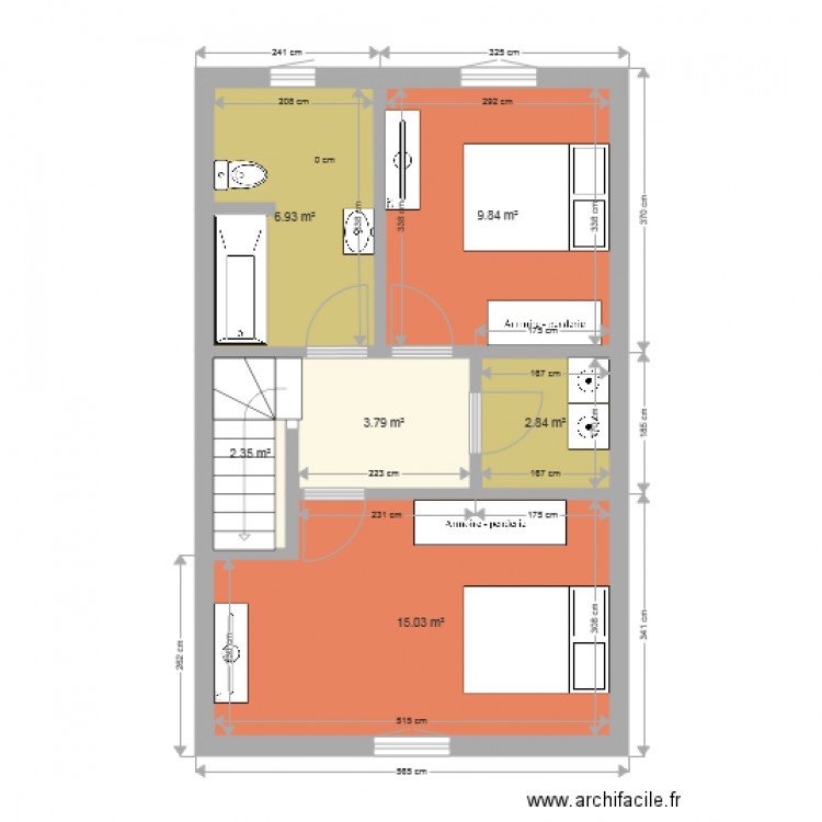 Ligny Maison 2 chambres Etage version 1. Plan de 0 pièce et 0 m2