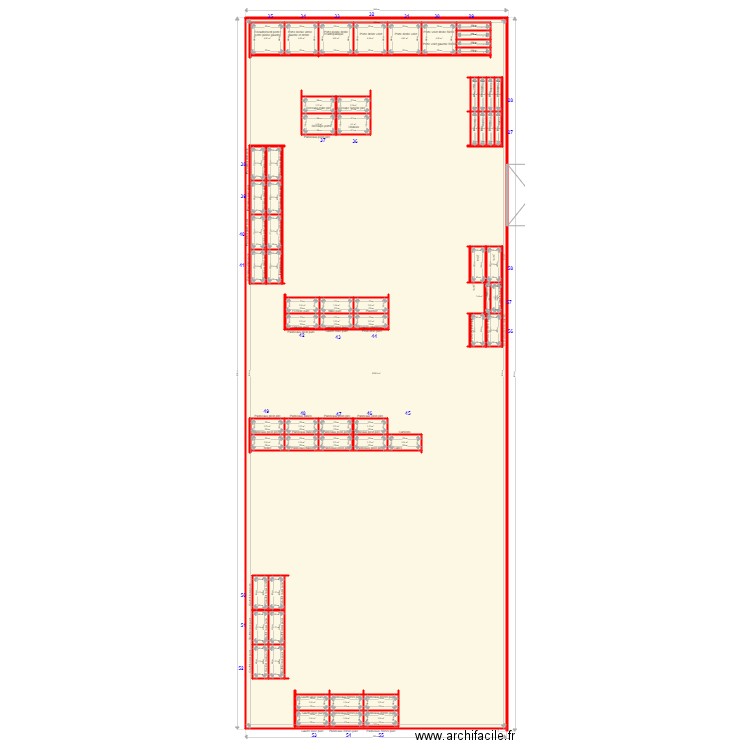 Rangement rack hall 2. Plan de 62 pièces et 1429 m2