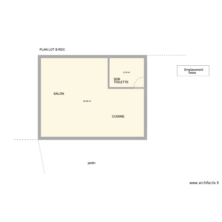 lot b plan rdc. Plan de 2 pièces et 49 m2