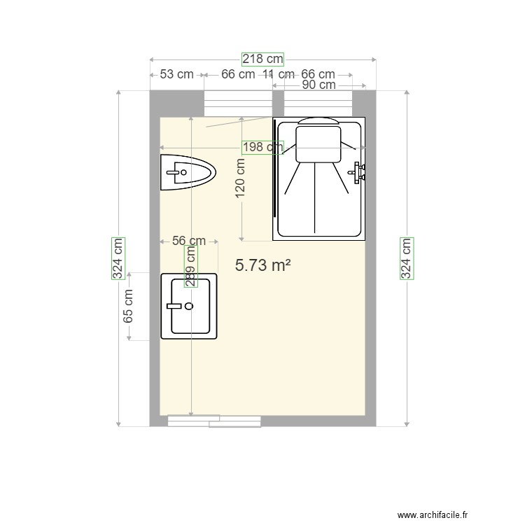 BARALE. Plan de 1 pièce et 6 m2