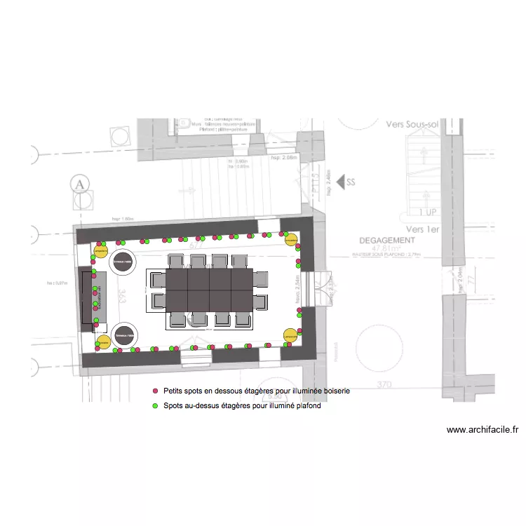 Cave a vin   &eacute;clairage. Plan de 