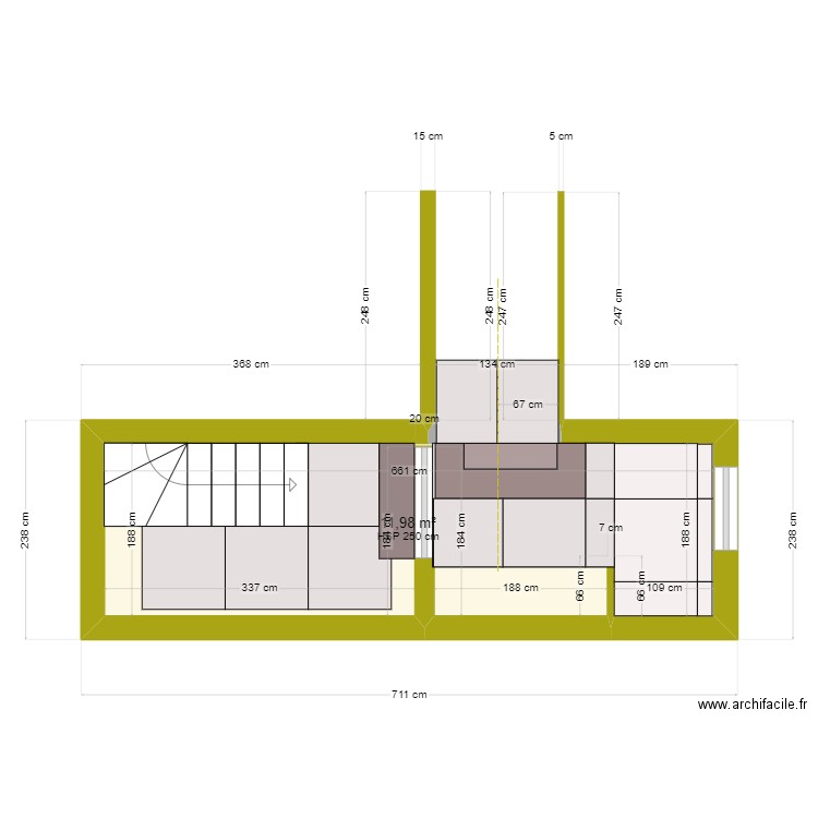 calepinage carrelage entrée. Plan de 1 pièce et 12 m2