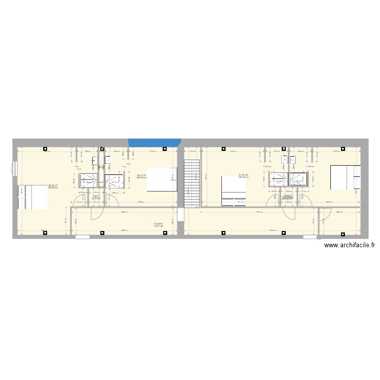 etage. Plan de 8 pièces et 125 m2